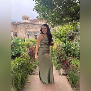 Revelry Jade Satin Dress - Moss